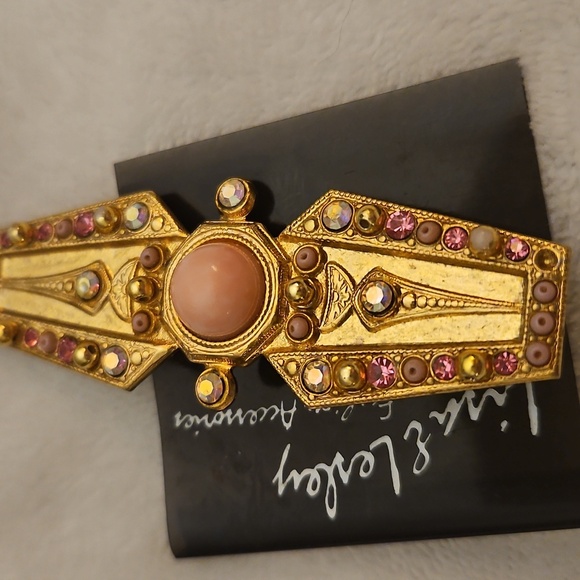 Vtg LISA & LESLEY Pink Aurora Borealis Rhinestone Art Deco Brooch - Picture 4 of 7